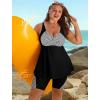 image:imageArolina Plus Size Swimsuit for Women Two Piece Modest Tankini Full Coverage Tummy Control Bathing Suits with ShortsBlack White Stripes