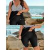 image:imageArolina Plus Size Swimsuit for Women Two Piece Modest Tankini Full Coverage Tummy Control Bathing Suits with ShortsBlack White Stripes