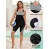 image:imageArolina Plus Size Swimsuit for Women Two Piece Modest Tankini Full Coverage Tummy Control Bathing Suits with ShortsBlack White Stripes
