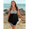 image:imageArolina Plus Size Swimsuit for Women Two Piece Modest Tankini Full Coverage Tummy Control Bathing Suits with ShortsBlack White Stripes