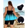 image:imageArolina Plus Size Swimsuit for Women Two Piece Modest Tankini Full Coverage Tummy Control Bathing Suits with ShortsBlue