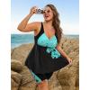 image:imageArolina Plus Size Swimsuit for Women Two Piece Modest Tankini Full Coverage Tummy Control Bathing Suits with ShortsBlue Floral