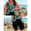 image:imageArolina Plus Size Swimsuit for Women Two Piece Modest Tankini Full Coverage Tummy Control Bathing Suits with ShortsBlue Leaves