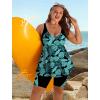 image:imageArolina Plus Size Swimsuit for Women Two Piece Modest Tankini Full Coverage Tummy Control Bathing Suits with ShortsBlue Leaves