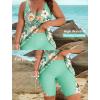 image:imageArolina Plus Size Swimsuit for Women Two Piece Modest Tankini Full Coverage Tummy Control Bathing Suits with ShortsGreen Floral