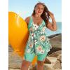 image:imageArolina Plus Size Swimsuit for Women Two Piece Modest Tankini Full Coverage Tummy Control Bathing Suits with ShortsGreen Floral