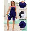 image:imageArolina Plus Size Swimsuit for Women Two Piece Modest Tankini Full Coverage Tummy Control Bathing Suits with ShortsNavy Pink Gradient