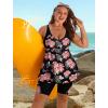 image:imageArolina Plus Size Swimsuit for Women Two Piece Modest Tankini Full Coverage Tummy Control Bathing Suits with ShortsOrange Floral