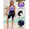 image:imageArolina Plus Size Swimsuit for Women Two Piece Modest Tankini Full Coverage Tummy Control Bathing Suits with ShortsPurple Butterfly