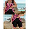 image:imageArolina Plus Size Swimsuit for Women Two Piece Modest Tankini Full Coverage Tummy Control Bathing Suits with ShortsRose Pink Leaves