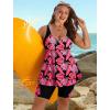 image:imageArolina Plus Size Swimsuit for Women Two Piece Modest Tankini Full Coverage Tummy Control Bathing Suits with ShortsRose Pink Leaves