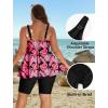 image:imageArolina Plus Size Swimsuit for Women Two Piece Modest Tankini Full Coverage Tummy Control Bathing Suits with ShortsRose Pink Leaves