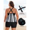 image:imageArolina Tankini Swimsuits for Women Modest Two Piece Blouson Bathing Suit Tank Top with Boy Shorts Pockets S24WBlack White