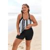 image:imageArolina Tankini Swimsuits for Women Modest Two Piece Blouson Bathing Suit Tank Top with Boy Shorts Pockets S24WBlack White