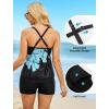 image:imageArolina Tankini Swimsuits for Women Modest Two Piece Blouson Bathing Suit Tank Top with Boy Shorts Pockets S24WBlue Flowers