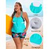 image:imageArolina Tankini Swimsuits for Women Modest Two Piece Blouson Bathing Suit Tank Top with Boy Shorts Pockets S24WBlue Green Leaves