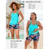 image:imageArolina Tankini Swimsuits for Women Modest Two Piece Blouson Bathing Suit Tank Top with Boy Shorts Pockets S24WBlue Green Leaves