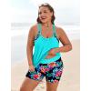 image:imageArolina Tankini Swimsuits for Women Modest Two Piece Blouson Bathing Suit Tank Top with Boy Shorts Pockets S24WBlue Green Leaves