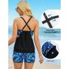 image:imageArolina Tankini Swimsuits for Women Modest Two Piece Blouson Bathing Suit Tank Top with Boy Shorts Pockets S24WBlue Leaves