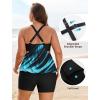 image:imageArolina Tankini Swimsuits for Women Modest Two Piece Blouson Bathing Suit Tank Top with Boy Shorts Pockets S24WBlue Oblique Stripes