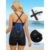 image:imageArolina Tankini Swimsuits for Women Modest Two Piece Blouson Bathing Suit Tank Top with Boy Shorts Pockets S24WBlue Stripes