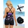 image:imageArolina Tankini Swimsuits for Women Modest Two Piece Blouson Bathing Suit Tank Top with Boy Shorts Pockets S24WPurple Butterfly