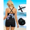 image:imageArolina Tankini Swimsuits for Women Modest Two Piece Blouson Bathing Suit Tank Top with Boy Shorts Pockets S24WPurple Flowers