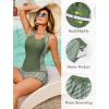 image:imageArolina Tankini Swimsuits for Women Two Piece Athletic Bathing Suits Blouson Tankinis Top with Sporty Pockets Boy ShortsArmy Green Stripes