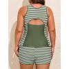 image:imageArolina Tankini Swimsuits for Women Two Piece Athletic Bathing Suits Blouson Tankinis Top with Sporty Pockets Boy ShortsArmy Green Stripes