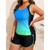 image:imageArolina Tankini Swimsuits for Women Two Piece Athletic Bathing Suits Blouson Tankinis Top with Sporty Pockets Boy ShortsBlue Green Gradient