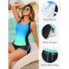 image:imageArolina Tankini Swimsuits for Women Two Piece Athletic Bathing Suits Blouson Tankinis Top with Sporty Pockets Boy ShortsBlue Green Gradient