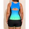 image:imageArolina Tankini Swimsuits for Women Two Piece Athletic Bathing Suits Blouson Tankinis Top with Sporty Pockets Boy ShortsBlue Green Gradient