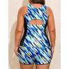 image:imageArolina Tankini Swimsuits for Women Two Piece Athletic Bathing Suits Blouson Tankinis Top with Sporty Pockets Boy ShortsBlue Twill