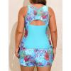 image:imageArolina Tankini Swimsuits for Women Two Piece Athletic Bathing Suits Blouson Tankinis Top with Sporty Pockets Boy ShortsLake Blue Ocean