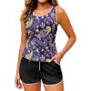 image:imageArolina Tankini Swimsuits for Women Two Piece Athletic Bathing Suits Blouson Tankinis Top with Sporty Pockets Boy ShortsPurple Paisley