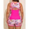 image:imageArolina Tankini Swimsuits for Women Two Piece Athletic Bathing Suits Blouson Tankinis Top with Sporty Pockets Boy ShortsRose Red Leaves