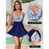 image:imageArolina Womens One Piece Swimsuit Tummy Control Bathing Suit U Wire Slimming Swim Dress Plus Size Body Shaping SwimwearBlue Floral