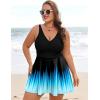 image:imageArolina Womens Plus Size Tankini Swimsuits Swim Dress Two Piece Bathing Suits V Neck Swimwear with High Waist BoyshortsBlack Lake Blue