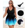 image:imageArolina Womens Plus Size Tankini Swimsuits Swim Dress Two Piece Bathing Suits V Neck Swimwear with High Waist BoyshortsBlack Lake Blue