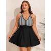 image:imageArolina Womens Plus Size Tankini Swimsuits Swim Dress Two Piece Bathing Suits V Neck Swimwear with High Waist BoyshortsBlack White Stripes