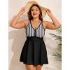 image:imageArolina Womens Plus Size Tankini Swimsuits Swim Dress Two Piece Bathing Suits V Neck Swimwear with High Waist BoyshortsBlack White Stripes
