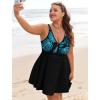 image:imageArolina Womens Plus Size Tankini Swimsuits Swim Dress Two Piece Bathing Suits V Neck Swimwear with High Waist BoyshortsFluorescent Leaves