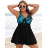 image:imageArolina Womens Plus Size Tankini Swimsuits Swim Dress Two Piece Bathing Suits V Neck Swimwear with High Waist BoyshortsFluorescent Leaves
