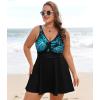 image:imageArolina Womens Plus Size Tankini Swimsuits Swim Dress Two Piece Bathing Suits V Neck Swimwear with High Waist BoyshortsFluorescent Leaves