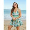 image:imageArolina Womens Plus Size Tankini Swimsuits Swim Dress Two Piece Bathing Suits V Neck Swimwear with High Waist BoyshortsGreen White Flower