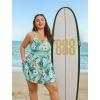 image:imageArolina Womens Plus Size Tankini Swimsuits Swim Dress Two Piece Bathing Suits V Neck Swimwear with High Waist BoyshortsGreen White Flower