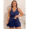 image:imageArolina Womens Plus Size Tankini Swimsuits Swim Dress Two Piece Bathing Suits V Neck Swimwear with High Waist BoyshortsNavy Blue Polka Dots