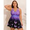 image:imageArolina Womens Plus Size Tankini Swimsuits Swim Dress Two Piece Bathing Suits V Neck Swimwear with High Waist BoyshortsPurple Butterfly
