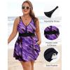 image:imageArolina Womens Plus Size Tankini Swimsuits Swim Dress Two Piece Bathing Suits V Neck Swimwear with High Waist BoyshortsPurple Ripples