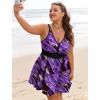 image:imageArolina Womens Plus Size Tankini Swimsuits Swim Dress Two Piece Bathing Suits V Neck Swimwear with High Waist BoyshortsPurple Ripples